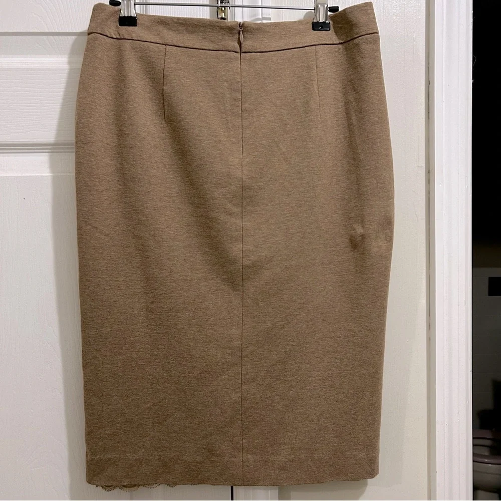 Trina Turk Mid-Length Tan Skirt with Built-in Lining and Pockets, Size 4 EUC